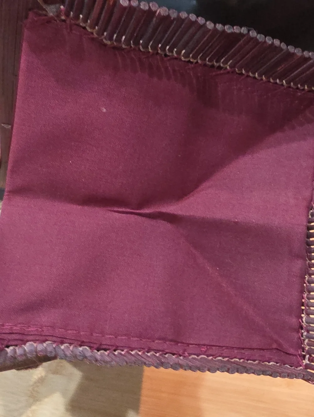 Wood-Handle Bamboo Clutch Bag in Burgundy